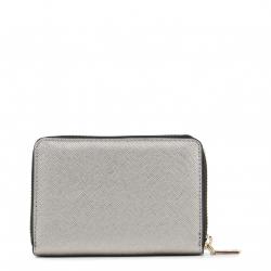 Pre Owned Love Moschino Metallic Faux Leather Zip Around Coin Purse