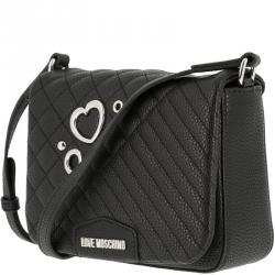 Pre Owned Love Moschino Black Quilted Leather Crossbody Bag