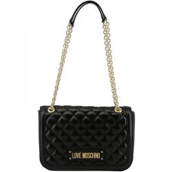 Pre Owned Love Moschino Black Quilted Faux Leather Chain Shoulder Bag