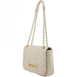 Love Moschino White Quilted Faux Leather Chain Shoulder Bag