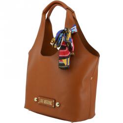 Love Moschino Brown Faux Leather Scarf Shoulder Bag