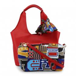 Pre Owned Love Moschino Red Faux Leather Scarf Shoulder Bag