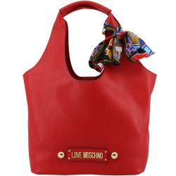 Pre Owned Love Moschino Red Faux Leather Scarf Shoulder Bag