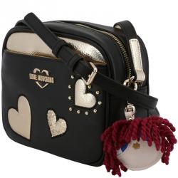 Pre Owned Love Moschino Two Tone Faux Leather Crossbody Bag