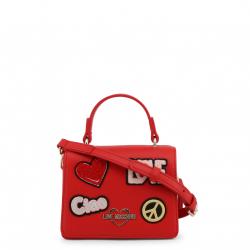 Pre Owned Love Moschino Red Faux Leather Embellished Top Handle Bag