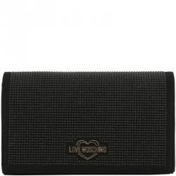 Pre Owned Love Moschino Black Fabric Studded WOC Clutch Bag