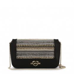 Pre Owned Love Moschino Black Faux Leather Embellished WOC Clutch Bag