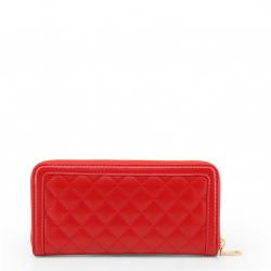Pre Owned Love Moschino Red Quilted Faux Leather Zip Around Wallet
