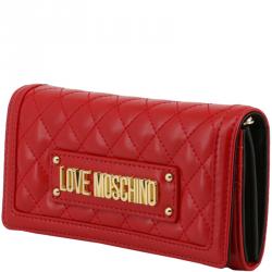 Pre Owned Love Moschino Red Quilted Faux Leather WOC Clutch Bag