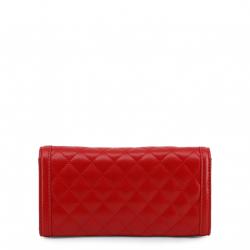 Pre Owned Love Moschino Red Quilted Faux Leather WOC Clutch Bag