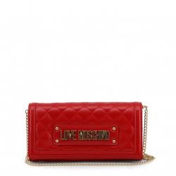 Pre Owned Love Moschino Red Quilted Faux Leather WOC Clutch Bag