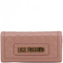 Pre Owned Love Moschino Pink Quilted Faux Leather WOC Clutch Bag