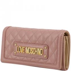 Pre Owned Love Moschino Pink Quilted Faux Leather WOC Clutch Bag
