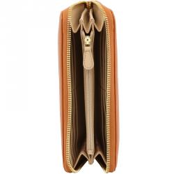 Pre Owned Love Moschino Brown Faux Leather Zip Around Wallet