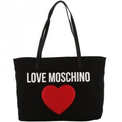 Pre Owned Love Moschino Black Fabric Applique Shoulder Bag