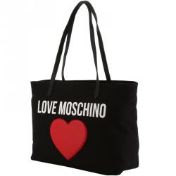 Pre Owned Love Moschino Black Fabric Applique Shoulder Bag