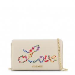 Pre Owned Love Moschino White Faux Leather Embroidered WOC Crossbody Bag