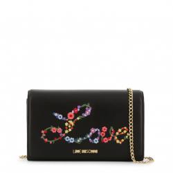 Pre Owned Love Moschino Black  Faux Leather Embroidered WOC Crossbody Bag 