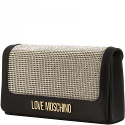 Pre Owned Love Moschino Black Fabric Applique WOC Crossbody Bag