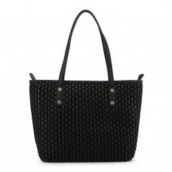 Pre Owned Love Moschino Black Faux Leather Applique Tote 