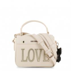 Pre Owned Love Moschino White Faux Leather Love Applique Crossbody Bag