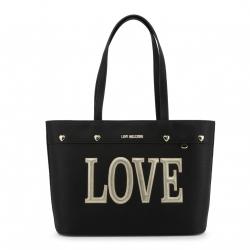 Pre Owned Love Moschino Black Faux Leather Love Applique Tote