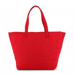 Pre Owned Love Moschino Red Fabric Love Applique Shopping Tote