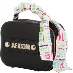 Pre Owned Love Moschino Black Faux Leather Scarf Crossbody Bag