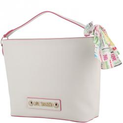 Pre Owned Love Moschino White Faux Leather Scarf Shoulder Bag