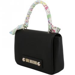 Pre Owned Love Moschino Black Faux Leather Scarf Shoulder Bag