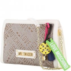 Pre Owned Love Moschino Two Tone Signature Canvas and Faux Leather Crossbody Bag 