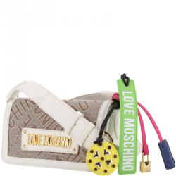 Pre Owned Love Moschino Two Tone Signature Canvas and Faux Leather Crossbody Bag