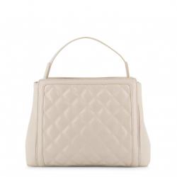 Pre Owned Love Moschino White Quilted Faux Leather Top Handle Bag