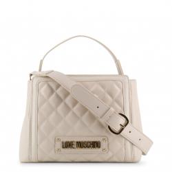 Pre Owned Love Moschino White Quilted Faux Leather Top Handle Bag