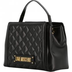 Pre Owned Love Moschino Black Quilted Faux Leather Top Handle Bag