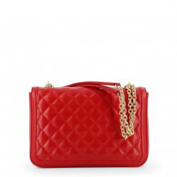 Pre Owned Love Moschino Red Quilted Faux Leather Chain Shoulder Bag