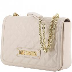 Pre Owned Love Moschino White Quilted Faux Leather Chain Shoulder Bag