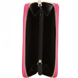 Pre Owned Love Moschino Pink Faux Leather Zip Around Wallet