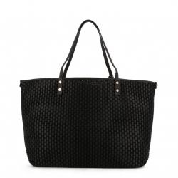 Pre Owned Love Moschino Black Faux Leather Applique Shopping Tote