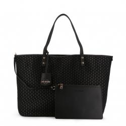 Pre Owned Love Moschino Black Faux Leather Applique Shopping Tote