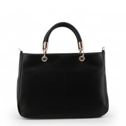 Pre Owned Love Moschino Black Faux Leather Applique Top Handle Bag