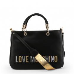 Pre Owned Love Moschino Black Faux Leather Applique Top Handle Bag