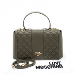 Pre Owned Love Moschino Green Quilted Faux Leather Shoulder Bag