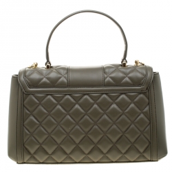 Pre Owned Love Moschino Green Quilted Faux Leather Shoulder Bag