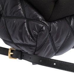 Pre Owned Moschino Black Quilted Nylon Logo Backpack