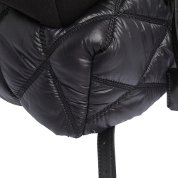 Pre Owned Moschino Black Quilted Nylon Logo Backpack