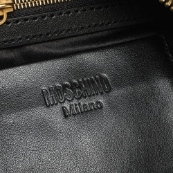 Pre Owned Moschino Black Quilted Nylon Logo Backpack