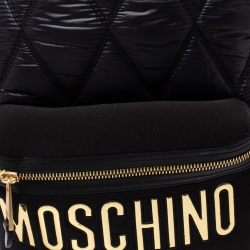 Pre Owned Moschino Black Quilted Nylon and Neoprene Logo Backpack