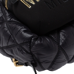 Pre Owned Moschino Black Quilted Nylon and Neoprene Logo Backpack