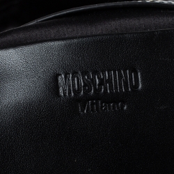 Pre Owned Moschino Black Quilted Nylon and Neoprene Logo Backpack